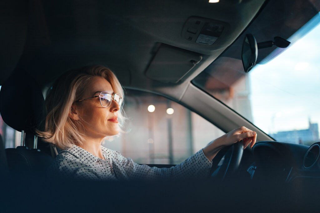 woman driving car